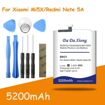 5200mAh BN31 de la Batería de Xiaomi Mi 5X Mi5X / Redmi Nota 5A 5A pro Baterías para Xiaomi Mi A1 / Redmi Y1 Li + herramientas gratuitas