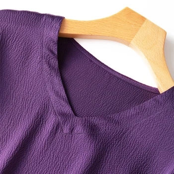 SuyaDream Mujer de Maxi Vestido de Seda cuello en V Una línea Sólida Fajas Vestidos de 2021 Primavera Verano Púrpura Vestidos Largos
