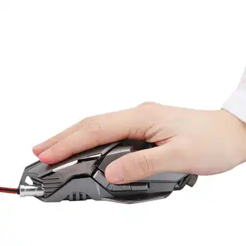 Gaming mouse HXSJ Mecánico Gaming Mouse Retroiluminación LED Ajustable de 6400 ppp mouse Ergonómicos Regalo para Gamer mouse pad gamer