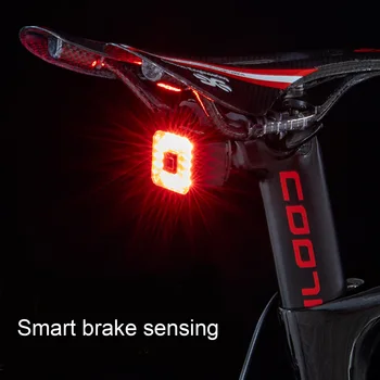 Smart Moto de Luz de la Cola IPX4 Impermeable de Freno de la Bicicleta luz Trasera de Carga USB Resplandor de la Luz trasera Luz de Advertencia de Accesorios de Ciclismo