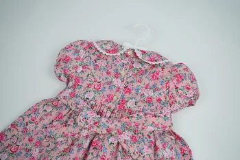 Los niños floral fruncido vestidos para niñas verano 2021 niños niño niña algodón vintage delantal vestido para la fiesta de la boda de 2-7 años