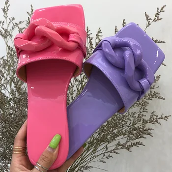 2021 Mujeres Zapatillas De Mujer De Moda De Diapositivas Casa De Playa De Verano De Las Señoras De Chanclas Casa De Zapatos Zapatillas Mujer