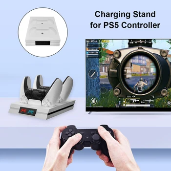 PS5 Controlador de Cargador Dual USB Estación de Carga Dock Indicador LED Desmontable Puerto de Carga Soporte para Playstation 5 Gamepad