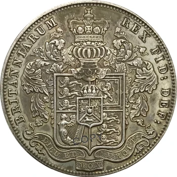 Reino unido 1828 Reino Unido 1/2 Media de la Corona de George IV Coleccionables Cupronickel de Plata bañada Copia de Colección de Edad Monedas de Metal
