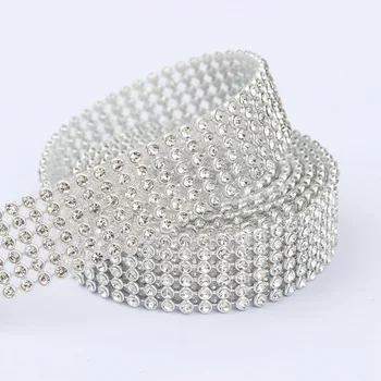 La moda de diamantes de imitación de plata recorte,1yard/lot,ancho 2,5 cm de vidrio de la decoración de cristal de corte,zapatos de bandas de prendas de colores claros