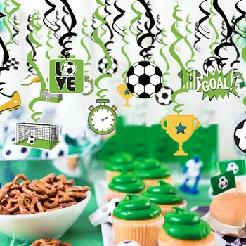 6pcs/set de Fútbol de la Fiesta de Cumpleaños Decoración libro Verde de la Copa del Plato de Papel de Paja Tire de la Bandera de la Espiral de Encanto Kit