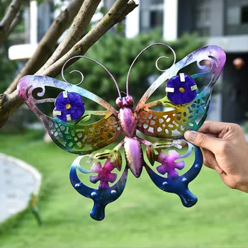 Metal 3d Mariposa Colgante de Pared de Arte Decoraciones de la Casa un Jardín de Desplazamiento de las Antenas Con Gancho Para Colgar fácilmente