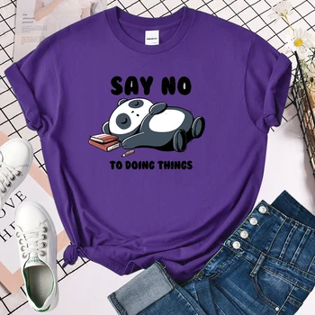 Decir No A Hacer Las Cosas De Panda Mujer Tops De Manga Corta De Verano 2021 Camisetas Hip Hop Casual Camiseta De Harajuku De Marca De Mujer Camisetas
