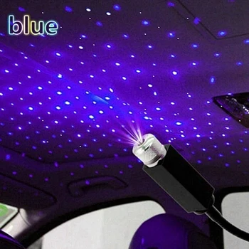 2 piezas de Coches LED Cielo Estrellado Luces del Interior del Coche Atmósfera Techo de la Noche de Estrellas, la Luz de la Lámpara USB Atmósfera de Luces, de color Azul y Rojo
