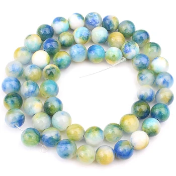 La Piedra Natural Azul Verde persa jades Cuentas Redondas Sueltas Espaciador Perlas Para la Joyería de BRICOLAJE Perlas Pulsera 6 8 10 mm 15