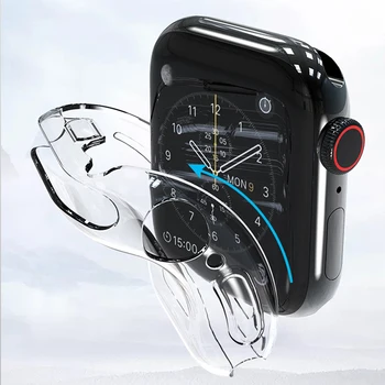 2 piezas de Reloj de Caso de la Cubierta Para Apple Watch 38 MM 40 MM 42 MM 44 MM Protector de Pantalla Para iWatch Serie de Casos 6 5 4 3 SE funda de Silicona