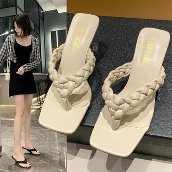 SI IFOND de la Moda de Verano de las Mujeres Zapatillas Fuera de la Comodidad Transparente de Tacón Alto Zapatos Casual Femenina Playa Peep Toe Sandalias de las