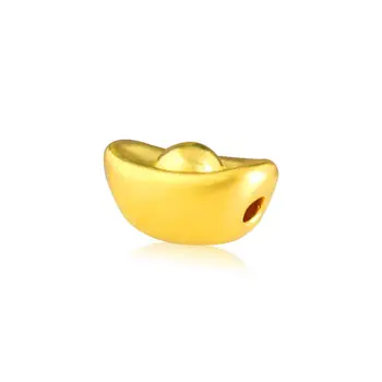Joyería 24K Oro Amarillo de las Mujeres de la Suerte de 3D Yuan bao de Bolas de 0,4-0,8 g