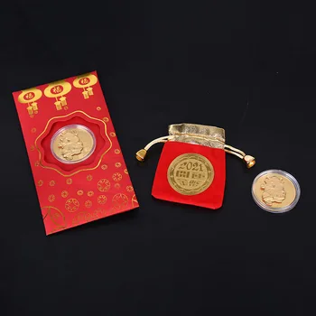 1PC el año 2021, Año Del Buey de la Moneda Conmemorativa de la Suerte China tienda de regalos de Colección de Monedas