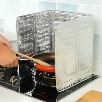 1Pcs de Aluminio Plegable Deflector de Cocina, Estufa de Gas Placa Deflectora de Cocina Sartén Aceite de Protección contra Salpicaduras de Pantalla Kichen Accesorios