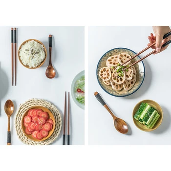 3Pcs/Set Para Viajar de la Cuchillería Portátil de Estilo Japonés Cuchara Tenedor Palillos de Madera, utensilios de Cocina Vajilla Bonito Regalo