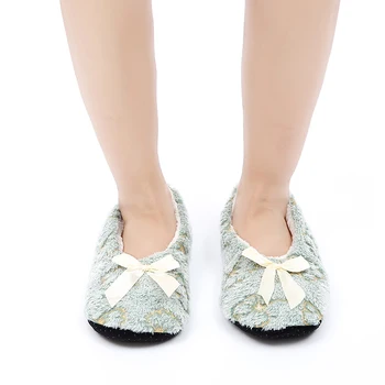 Glglgege Invierno Zapatillas De Mujer Superficial Casa Bordado Caliente De La Felpa De La Casa De Zapatos De Impresión De Punto Esponjoso Zapatillas Claquette Fourrure