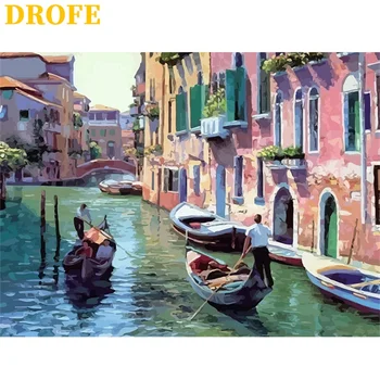 DROFE de BRICOLAJE Marco de la Pintura Por Números de kits para adultos Venecia para colorear por el número único de la decoración del hogar de la mano de regalo de 40x50