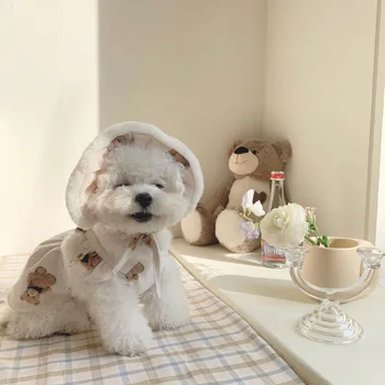 COMPLEMENTOS de estilo coreano de la primavera lindo oso de liga de la falda de Bichon Peluche perro de la falda de la mascota de ropa de perro perro pequeño vestido