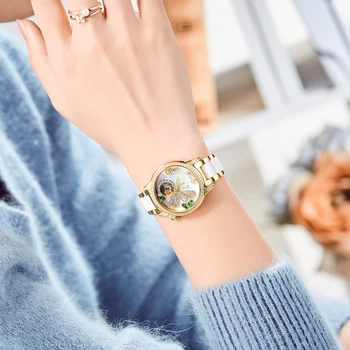 Suiza SOLLEN las Mujeres del Reloj de Lujo de la Marca de Japón MIYOTA 90S5 Mecánico Automático Zafiro Diamante Impermeable de los Relojes de SL406