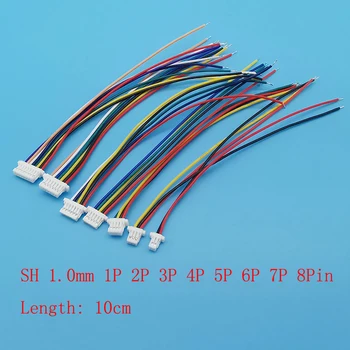 10Pcs JST SH 1.0 mm conector Hembra Cable de bujía Cable de Conector JST SH 1.0 Conector 28AWG Longitud del Cable de 10 cm