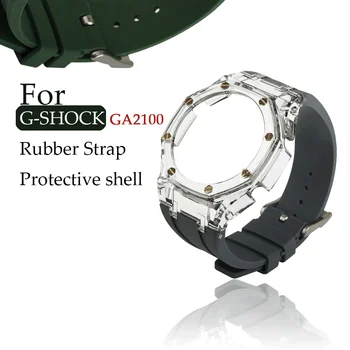 Correa de silicona para Casio G-SHOCK GA2100 Reloj adaptador de las mujeres de los hombres del deporte de la prenda impermeable transparente correa de accesorios negro verde