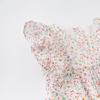 DBZ17776 dave bella de verano de las niñas de bebé lindo arco floral de impresión de conjuntos de ropa de niños moda sin mangas de conjuntos de niños de 2 piezas traje