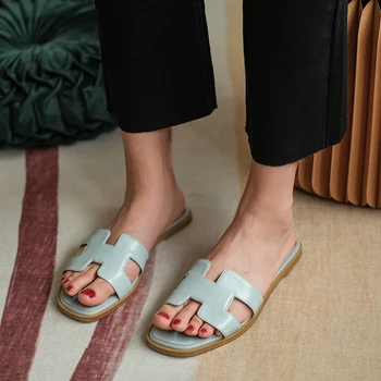 Las damas de la Moda de Nueva Palmares Sandalias Diosa Zapatillas de Cuero de la Cara del Material de piel de Oveja de la Almohadilla para los Pies de Una gran Variedad de Colores de zapatos de verano