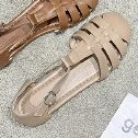 Sandalias de las Mujeres de Verano Nueva Moda de las Mujeres Sandalias 2021 de la Mujer, Sandalias de Cuero Puntera Redonda Casual Pisos Zapatos