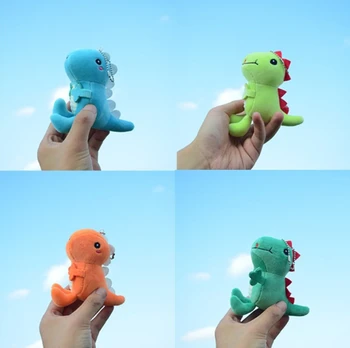 12CMNew de dibujos animados de dinosaurios colgante muñeco de peluche de juguete de los niños de la muñeca de la muñeca clave de bolsa de la cadena colgante