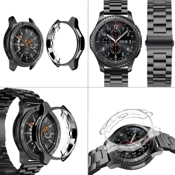 Galaxy 46mm Reloj con la Banda de Caso para Samsung Smartwatch de Pulsera de Acero Inoxidable Correa de Reloj Galaxy 42mm TPU Cubierta de Protección