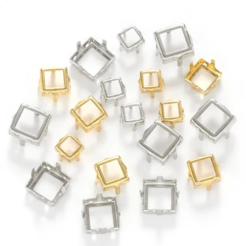 XIAOPU Plaza Vacía Garras de diamante de imitación de Coser En Piedras Recipiente de Plata de Color de Oro de diamantes de imitación de la Base de Cristales de Coser Accesorios