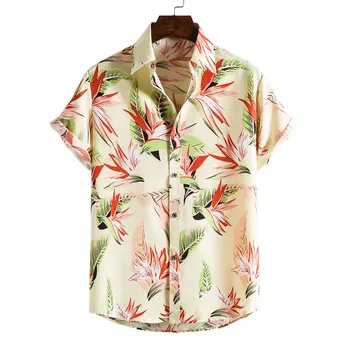 Imprimir Los Hombres Beach Casual De Vacaciones En Hawai Mens Camisa De Aloha De Gran Tamaño De Manga Corta Camisas De Flores De Vacaciones Patchwork Camisa