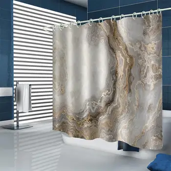3D de tinta de color y de impresión de mármol de estilo Nórdico cortina de ducha conjunto de gancho paisaje natural casero de la decoración cuarto de baño cortinas