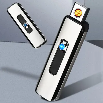 USB Eléctrico más Ligero con batería Recargable Llama a prueba de viento Encendedor de Cigarrillos Fumar Accesorios Gadgets para Hombres Dropshipping