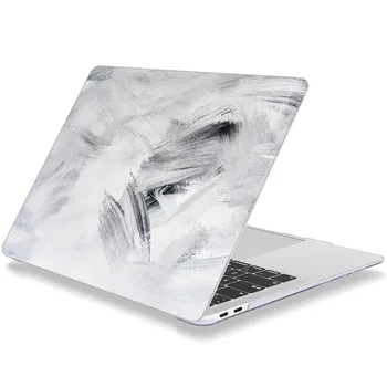 Gris Blanco Pintura Patrón de la caja del ordenador Portátil Para Apple MacBook Air de 11.6 12 13.3 Nuevo Pro Retina 15.4 16 pulgadas Cubierta de shell
