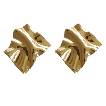 Kshmir geométrica de metal de oro aretes de moda irregular femenino pendiente de la Europea y la Americana tendencia clip tipo del pendiente de la joyería regalos