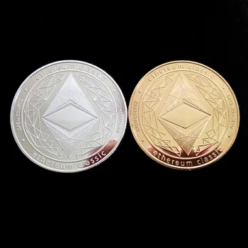 De plata Chapado en Oro de Etereum clásico de Monedas de colección de Monedas de Colección de Arte de la Moneda de la suerte de Metal de la Decoración del Hogar de los Hombres de Regalo
