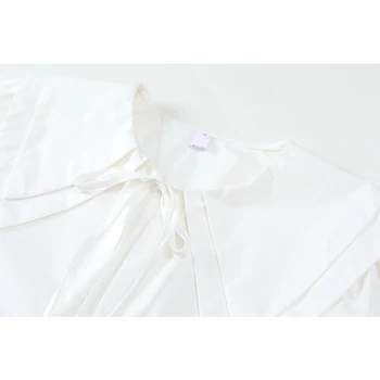 Las Mujeres De Dos Piezas Del Conjunto De Camisa De 2021 Verano Estilo Coreano De La Moda Retro De Impresión Chaleco Muñeca Collar De Vendaje De Manga Corta Dama Blusa Tops