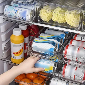 2 capa de Rodadura Refrigerador Organizador de Contenedores, una lata de Soda de Almacenamiento en Rack Contenedor de Bebida Dispensador para Congelador