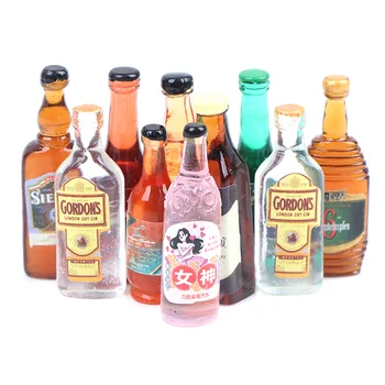 10Pcs/lote 1:12 casa de Muñecas en Miniatura de las Bebidas de Vino Modelo de Muñeca de Alimentos de Cocina Accesorios