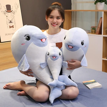 40-80CM Kawaii suave delfín de peluche, juguetes de peluche, muñecos de algodón de los Animales de la siesta almohada creativo de niños de juguete de regalo de navidad para las niñas