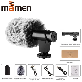 MAMEN Super 3.5 mm Micrófono para Cámara VLOG Fotografía de la Entrevista Digital de Grabación de Vídeo HD con Micrófono para Smartphone y Vino