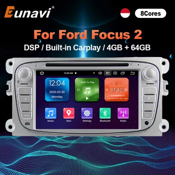 Eunavi Android Radio de Coche Para FORD Focus 2 II Mondeo S-MAX, C-MAX, Galaxy Multimeida Reproductor de Vídeo DSP Carplay Auto 2 Din GPS del DVD