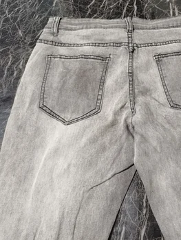 Europeo, Americano Nuevo Estilo Ripped Jeans De Impresión Macho Tramo De La Moda Apliques De Cuadrícula Lápiz Pantalones De Las Tendencias De La Ropa De Los Pantalones Vaqueros Flacos