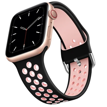 Correa de silicona para Apple de la Banda de Reloj de 44 mm 40 mm iwatch 38 mm 42 mm correas deporte de la correa de reloj de pulsera de apple watch serie 6 5 4 3 2 Se