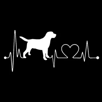 Coches Pegatinas Precioso Coche Estilo de Perro Labrador Retriever Heart Beat Auto Reflexivo Decal Impermeable Protección solar de PVC,18*8CM