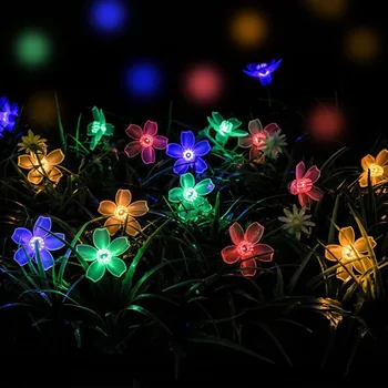 50 LEDs Solar de la Cadena de Luces de la Cadena de la prenda Impermeable al aire libre de la Decoración de la Iluminación de las Lámparas de Flores en la Fiesta de Navidad del Jardín del LED Cadena de Luz