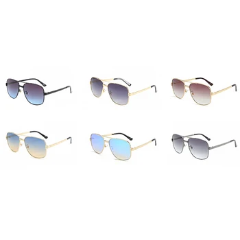 Peekaboo de metal de oro de gafas de sol de las mujeres de la plaza de gradiente de la lente de la moda gafas de sol para los hombres de alta calidad uv400 marrón azul espejo 2021
