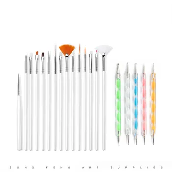 20Pcs Uñas de Arte de Diseño de Cepillo de Punta de Pintura, Dibujo Tallado Dotting Pen Generador de Revestimiento Acrílico Gel Herramienta de Manicura de Aceite de la Pintura de la Pluma